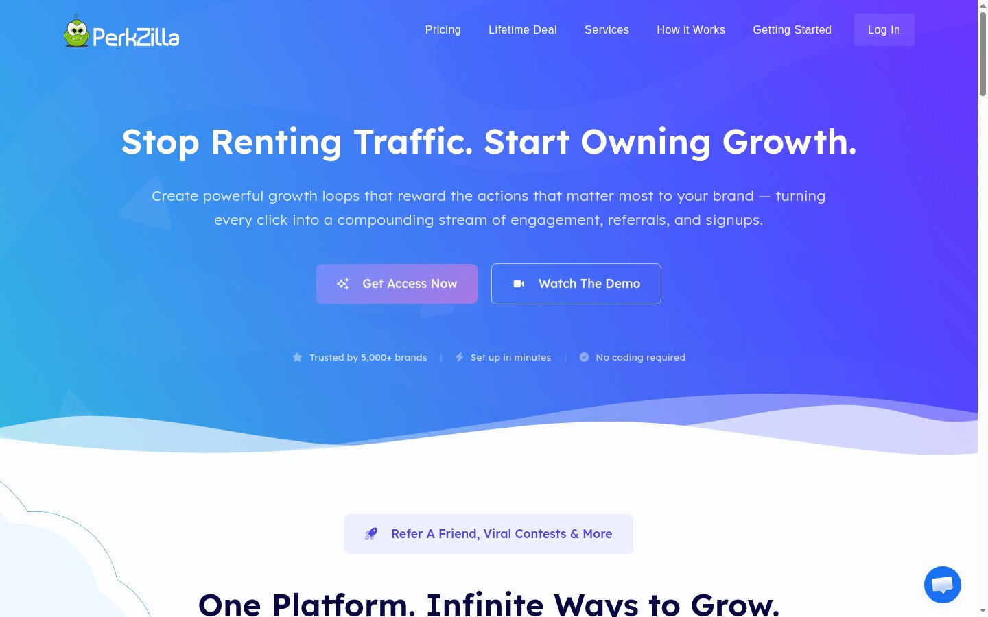 PerkZilla — viral growth-marketing SaaS dashboard